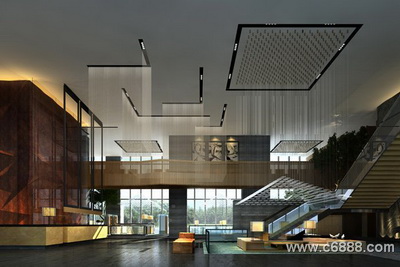 Un gran espacio del vestbulo del hotel de estilo moderno
