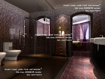 Cuarto de baño con paredes de mosaico
