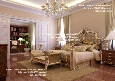 Departamento de luz dormitorio de lujo de estilo europeo
