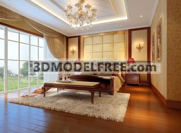 Modelos 3D de americanismo Dormitorio