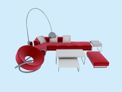 Muebles rojo modelo 3D cartera 1