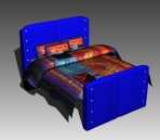 Azul cama modelo 3D de una alternativa de descarga
