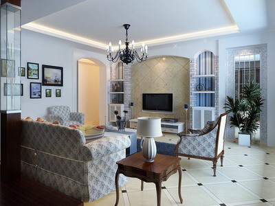 Modelo 3D de un moderno saln Mediterrneo