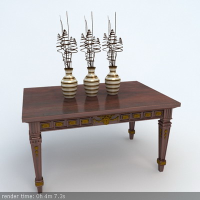 Modelo 3D de escritorio de madera maciza