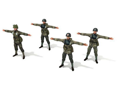 Modelo 3D de la Segunda Guerra Mundial II, los soldados aliados