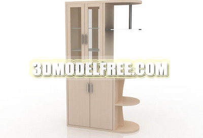 Modelo 3D de un refrigerador de madera del vino