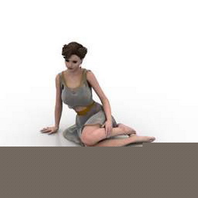 El pelo corto y vestido hermoso Modelo 3D