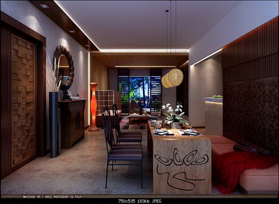 Modelo 3D de chino clsico-sala de estar de estilo