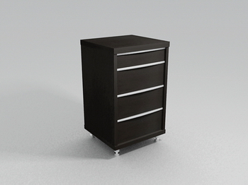Modelo 3D de un lado de la cama negro gabinetes de