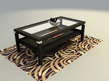 Modelo 3D del doble de madera, mesa de cristal del caf