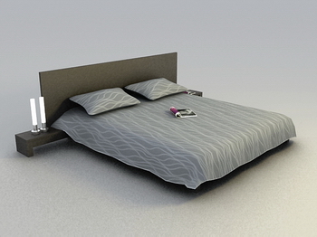 Cama modelo 3D de cama blanda y el resumen de una madera moderna Simmons