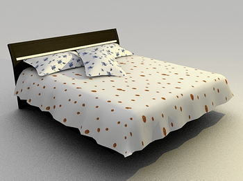 Pequeña Bed Saika Modelo 3D de madera blanda Simmons