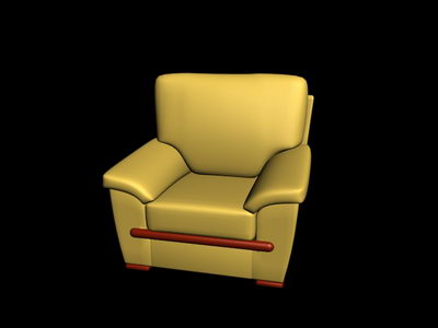 Modelo 3D del sof amarillo de edad