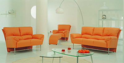 Moderno sof modelo 3D en color naranja