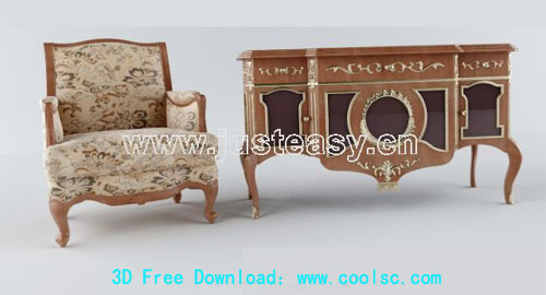 retro de estilo europeo muebles modelo 3D (incluyendo materiales)