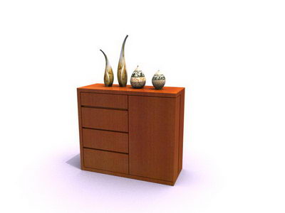 La entrada del gabinete modelo 3D (incluyendo materiales)