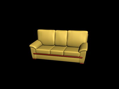 Modelo 3D del sof amarillo de edad