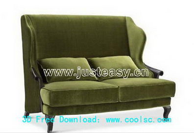Verde tejido sof modelo 3D (incluyendo materiales)