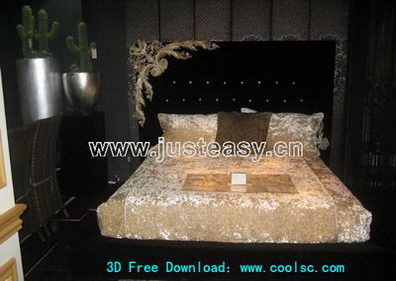 cama blanca de estilo europeo, el modelo 3D (incluyendo materiales)