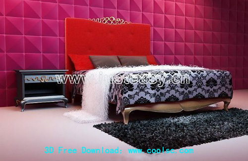 Estilo de vida cama modelo 3D (incluyendo materiales)