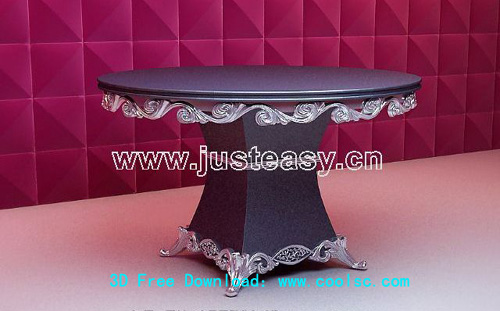 Refinado modelo en 3D de estilo occidental mesa circular de madera (con material)
