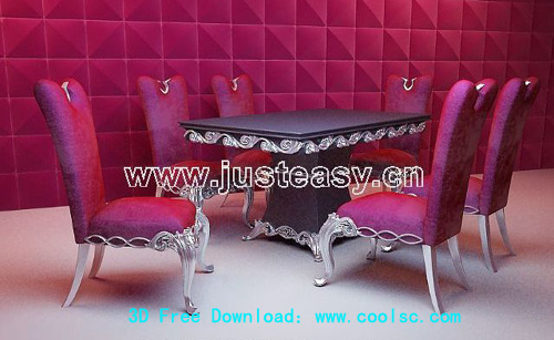 Comedor mesas y sillas Cartera Modelo 3D (incluyendo materiales)