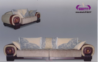sof de madera de estilo europeo de tela modelo 3D