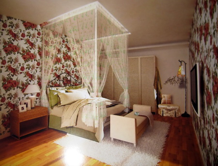 Pequeñas flores dormitorio modelo 3D de la multa (incluidos los materiales)