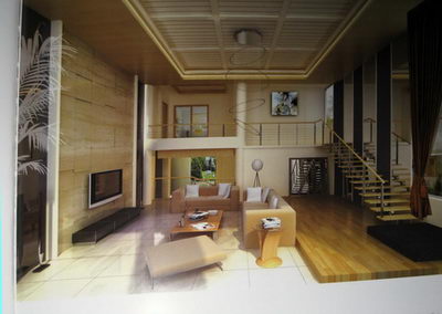 Tapa dura el simple buen gusto modelo 3D de la sala (incluidos los materiales)