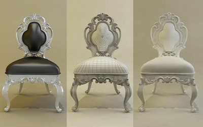 Europea silla de lujo del modelo 3D