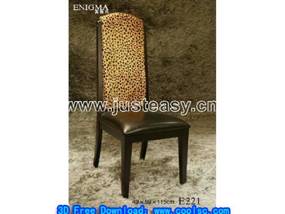 Leopard silla de madera modelo 3D de la cortical
