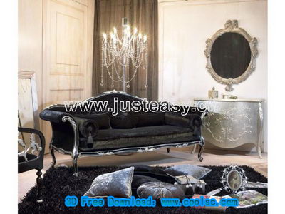 Lujoso palacio de estilo europeo profunda sof modelo 3D (incluyendo materiales)