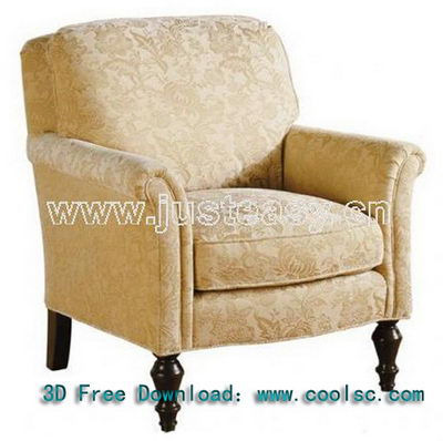 Modelo en 3D de estilo neoclsico sof de honor de color amarillo (incluidos los materiales)