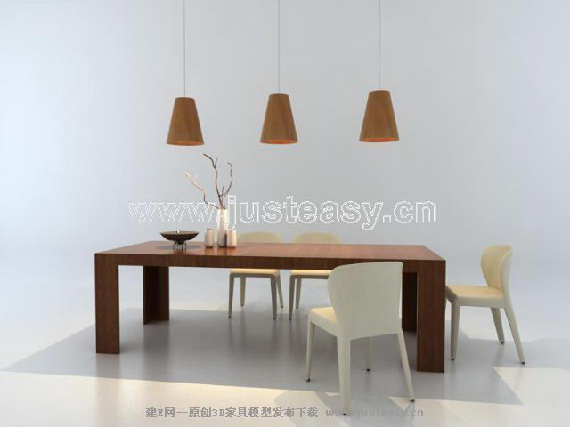 El mundo de los muebles de primeras marcas, muebles de comedor --- mesas y sillas Modelo 3D (incluyendo materiales)