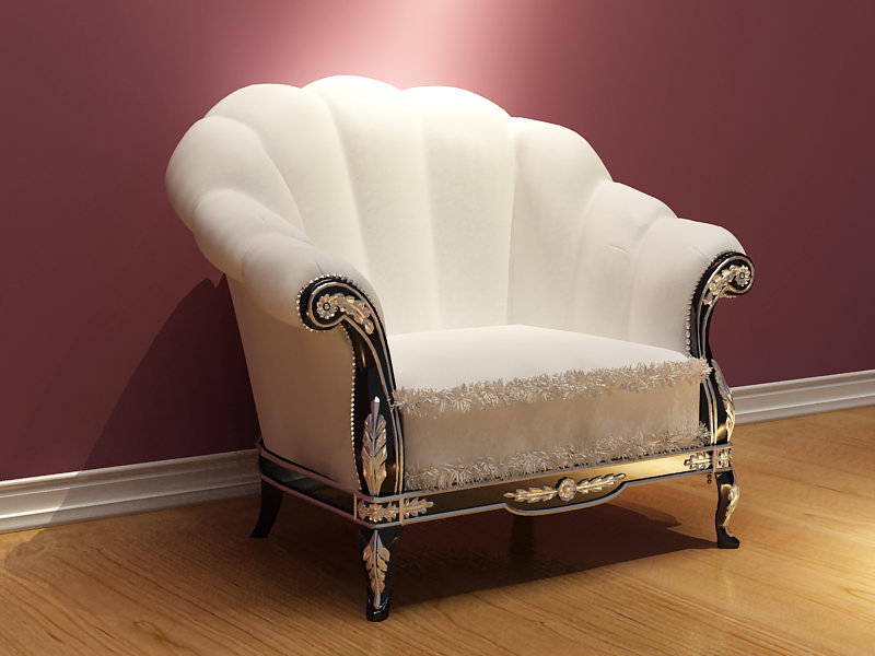 Blanca europea sof elegante nico modelo 3D (incluyendo materiales)