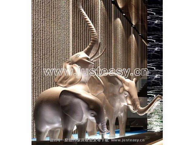 Adorno - elefante modelo 3D (incluyendo materiales)
