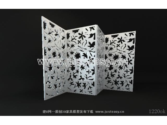 Modelo 3D de la moderna pantalla blanca de madera (incluidos los materiales)