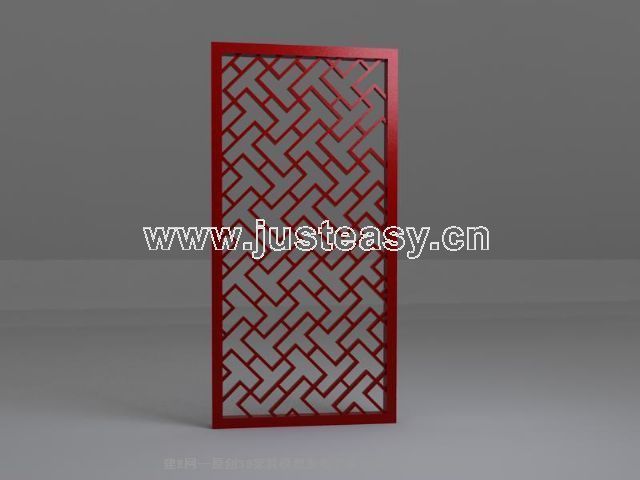 Red pantalla plegable de madera pintada nico modelo 3D (incluyendo materiales)