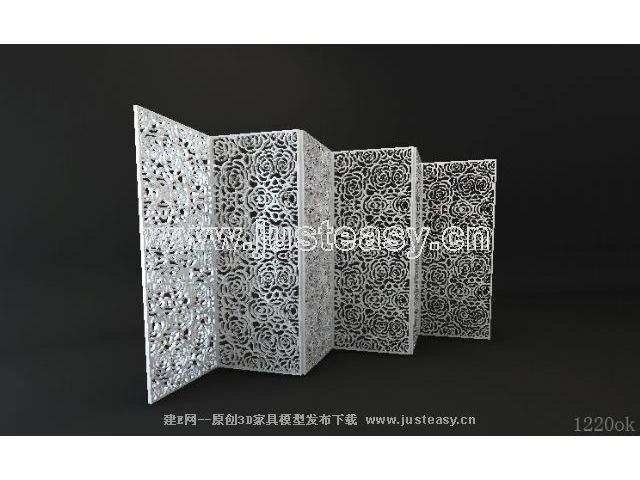 Blanco seis pantalla de mobiliario modelo 3D (incluyendo materiales)