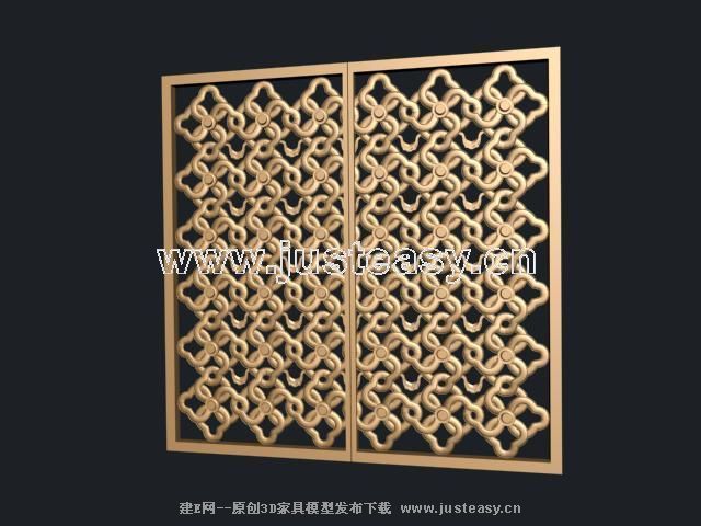Modelo 3D de las tradicionales rejillas de ventana de madera chinos (incluidos los materiales)