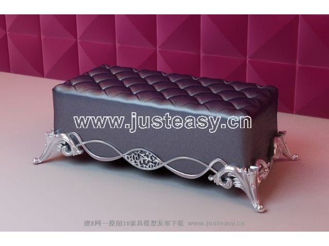 Gris Continental clsico taburete junto a la cama modelo 3D (incluyendo materiales)