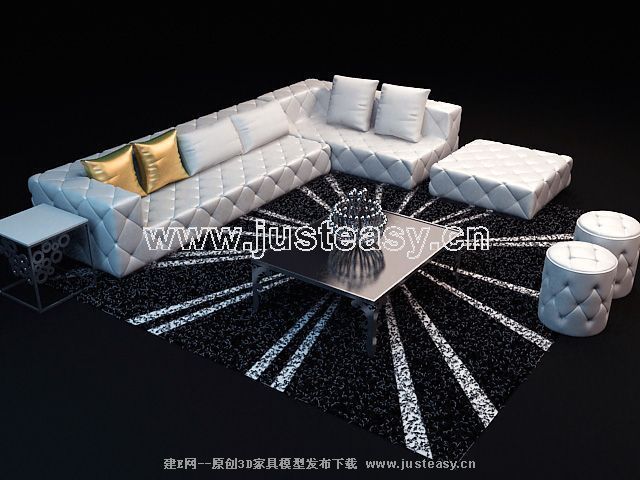 combinacin elegante sof de modelos 3D (incluyendo materiales)