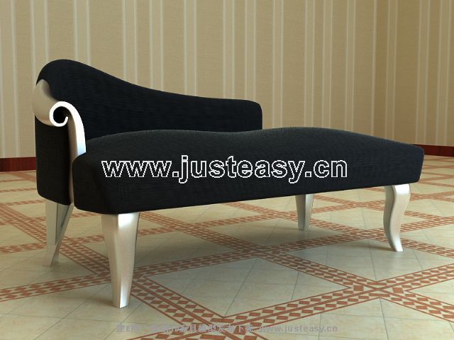 Sof Negro Silla modelo 3D (incluyendo materiales)