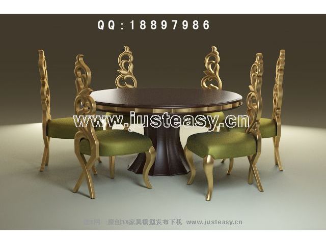mesas redondas de estilo europeo y sillas Modelo 3D (incluyendo materiales)