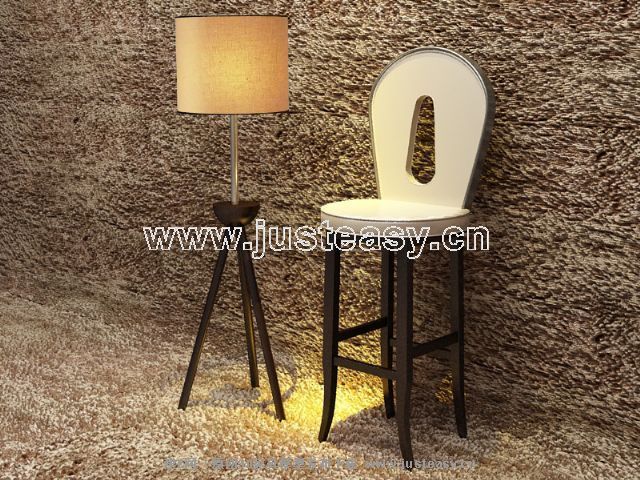 Alta silla de la barra modelo 3D (incluyendo materiales)