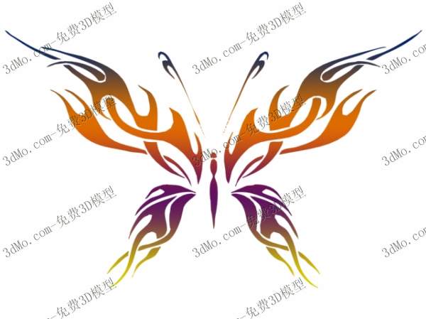 Modelo en 3D de dibujos de mariposas de la pared de patrones (incluyendo materiales)