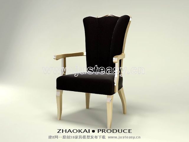 Oro negro en 3D sola silla modelo (incluidos los materiales)