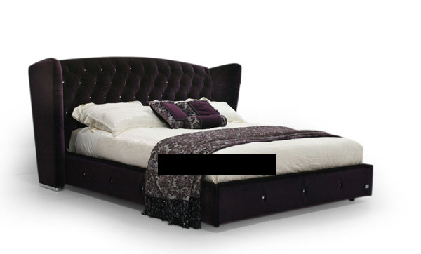 Modelo 3D de la cama doble cosecha en blanco y negro (con material)