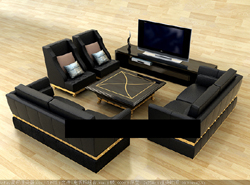 Modelo 3D de la vida combinaciones sala de muebles (incluidos los materiales)
