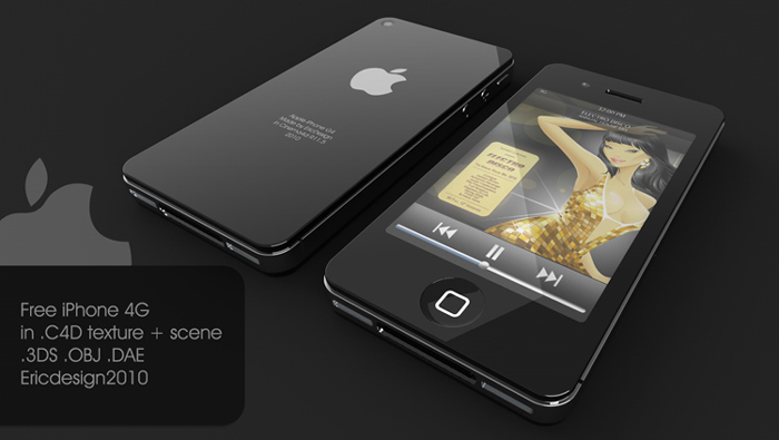 Libre iPhone 3D modelo de cuatro generaciones
